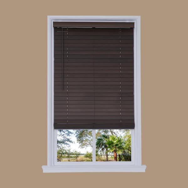 Unbranded Cut-to-Width Walnut Cordless 2 in. Distressed Faux Wood Blind - 33 in. W x 72 in. L