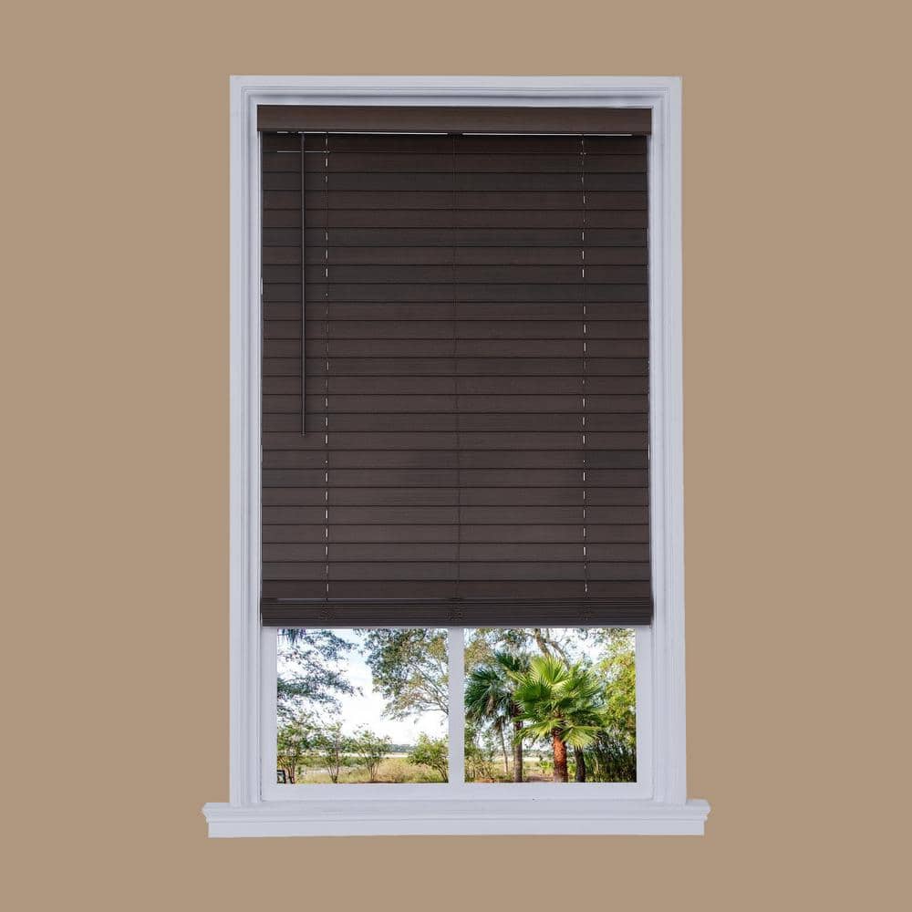 Cut-to-Width Walnut Cordless 2 in. Distressed Faux Wood Blind - 55 in. W x 72 in. L -  allen + roth, DFWDC6072-55