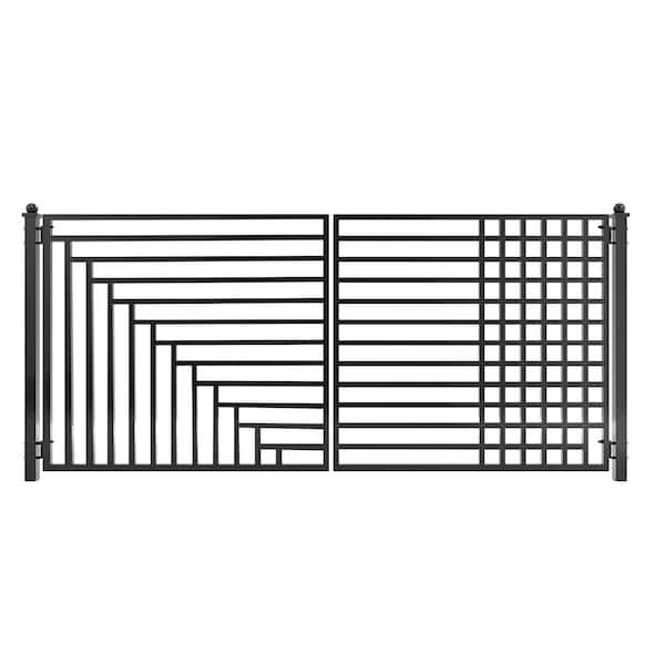 ALEKO 14 ft. x 6 ft. Kyiv Black Metal Steel Dual Swinging Driveway