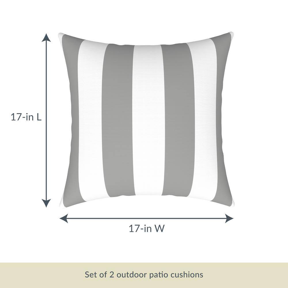 Navy and White Striped Square Outdoor Throw Pillow Set