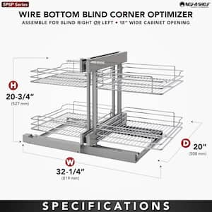 Silver 18" Pull Out Blind Corner Kitchen Cabinet Organizer