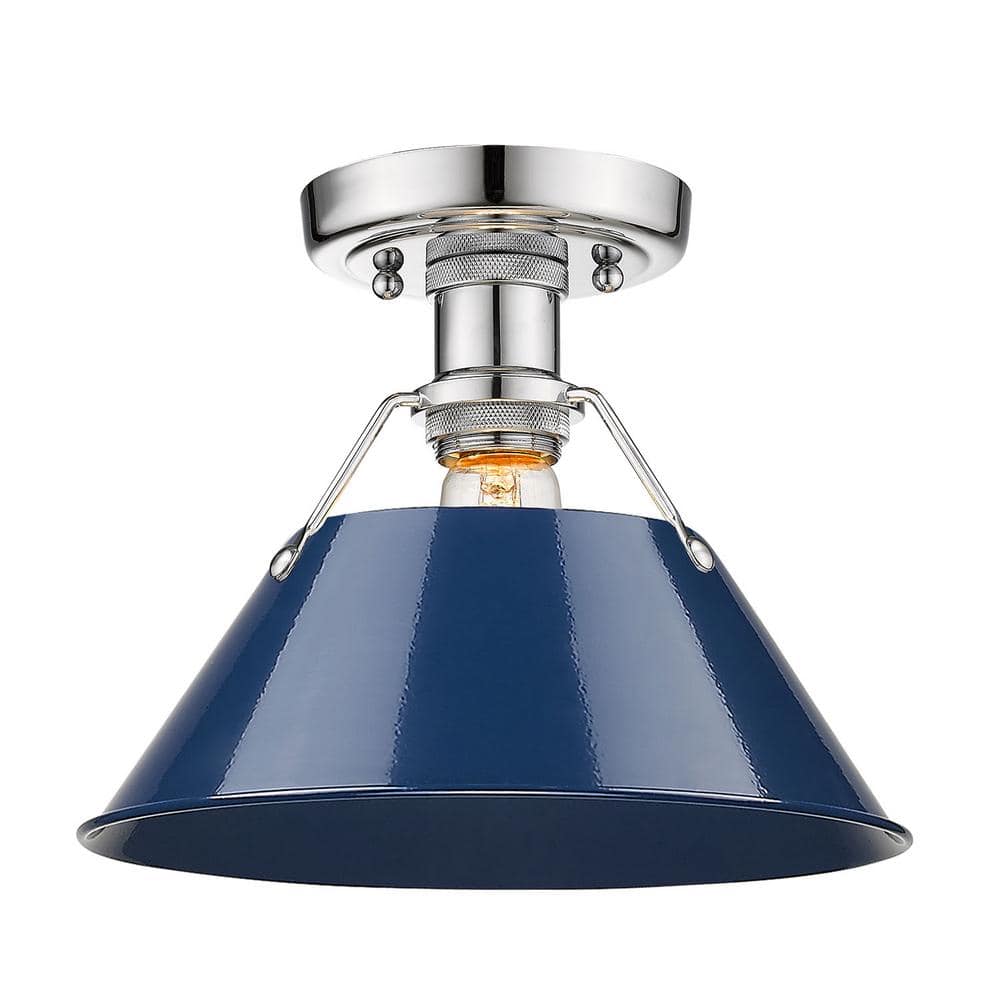 Transitional Orwell 10" Chrome Flush Mount with Open Shade