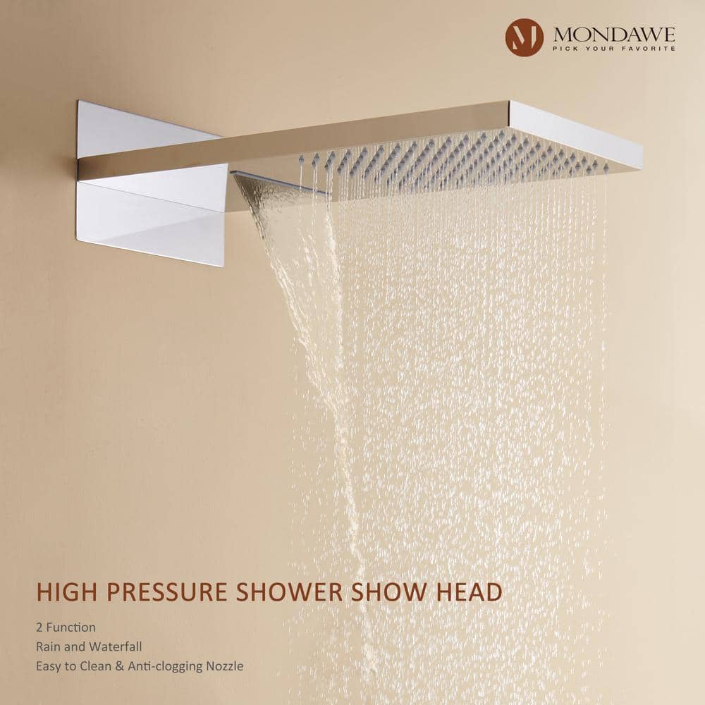 22" Chrome Dual Shower System with Digital Display and Body Jets