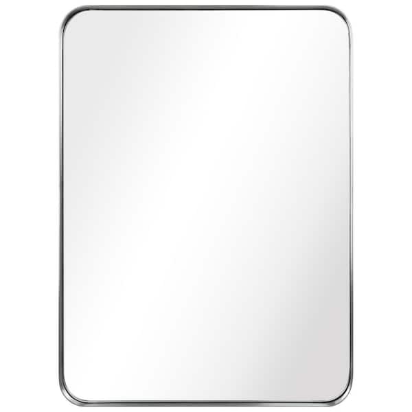 Empire Art Direct 30 in. x 22 in. Ultra Rectangle Brushed Silver Stainless Steel Framed Wall Mirror