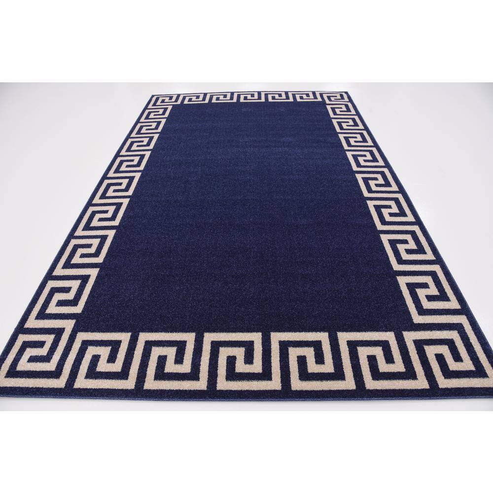 Navy Geometric Synthetic 6' x 9' Area Rug