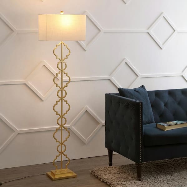 Selina 64.5 in. Gold Iron Ogee Trellis Modern LED Floor Lamp