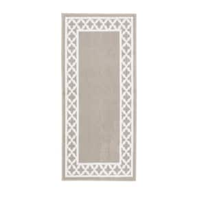 Tufted Light Grey and White 2 ft. 2 in. x 5 ft. Collin Trellis Border Runner Rug