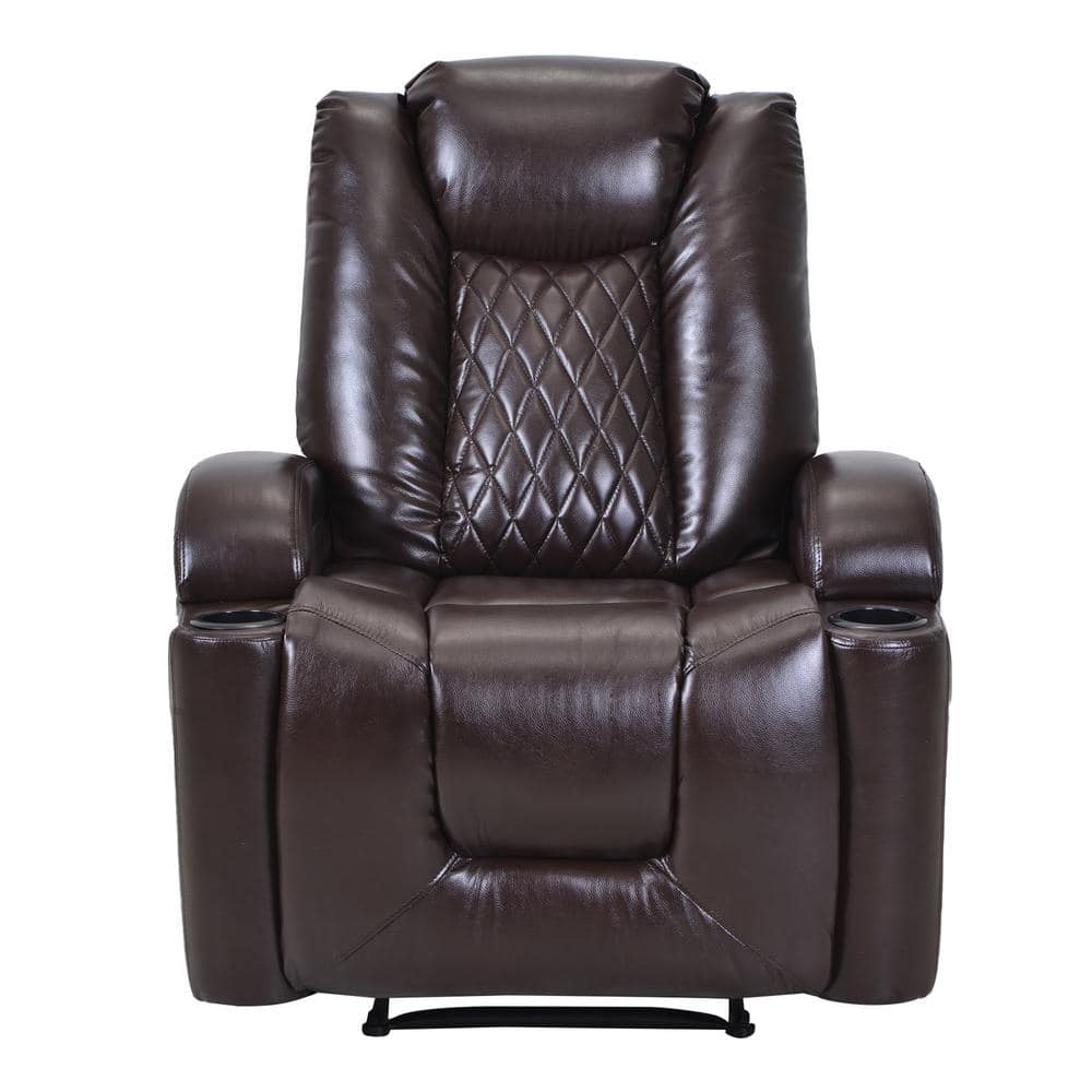 Utopia 4niture Khier Brown Power Motion Recliner With USB Charge Port ...