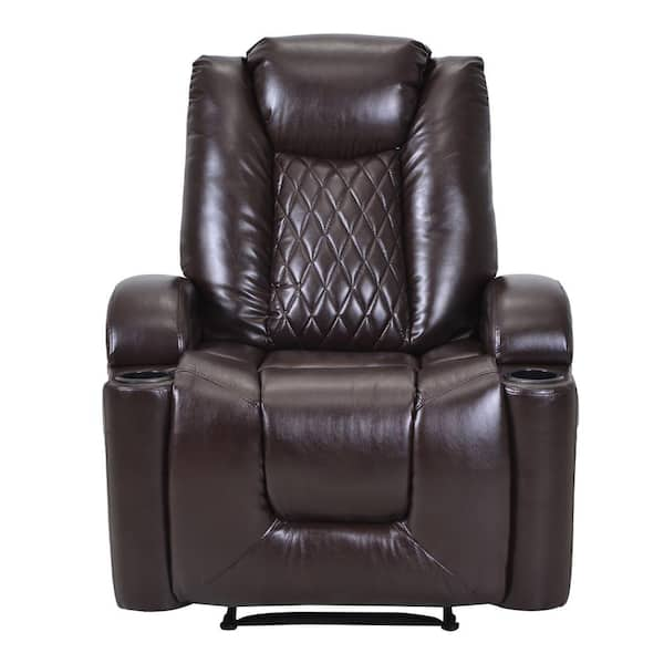 Utopia 4niture Khier Brown Power Motion Recliner With USB Charge Port ...