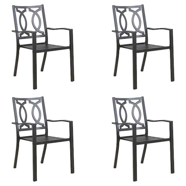 ULAX FURNITURE Stackable Metal Outdoor Dining Chair (Set of 4)
