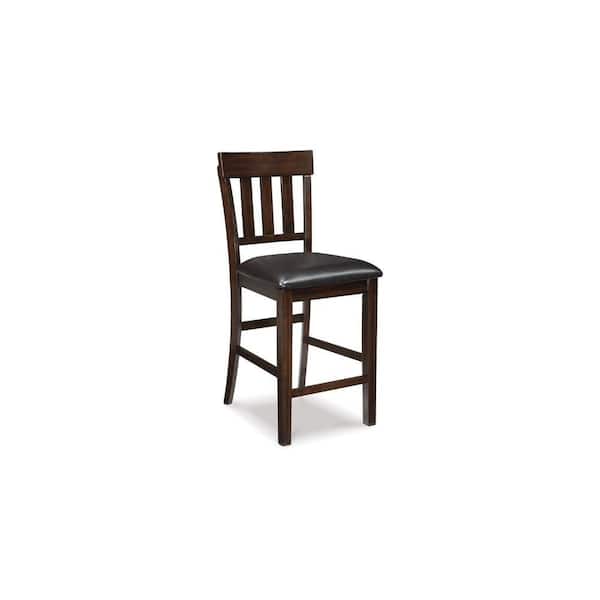 Benjara Hado Dark Brown Wood Frame Counter Height Chair with Cushion (Set of 2)