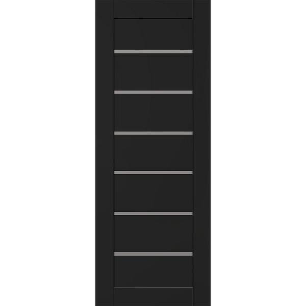 Belldinni Alba 32 in. W. x 96 in. No Bore 7-Lite Frosted Glass Black Matte Solid Composite Core Wood Interior Door Slab