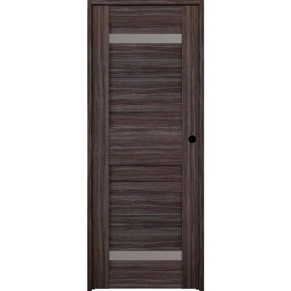 Belldinni Imma 18 in. x 84 in. Right-hand 2-Lite Frosted Glass Solid Core Gray Oak Wood Composite Single Prehung Interior Door