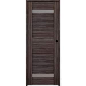Imma 32 in. x 84 in. Right-hand 2-Lite Frosted Glass Solid Core Gray Oak Wood Composite Single Prehung Interior Door
