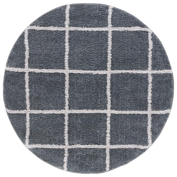 SAFAVIEH Norway Dark Gray/Light Gray 7 ft. x 7 ft. Plaid Round Area Rug