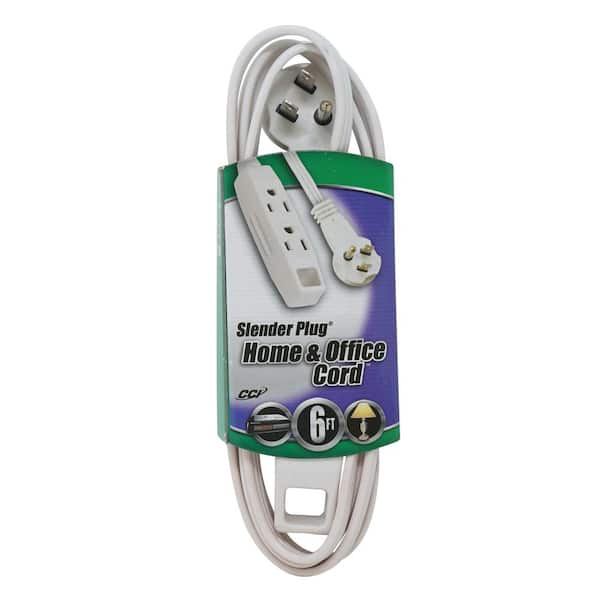 2X Electric 6ft Extension Cord 3 Outlet 2 Prong Electrical AC Power Cable White 