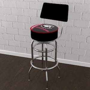 University of Georgia Text 31 in. Red Low Back Metal Bar Stool with Vinyl Seat