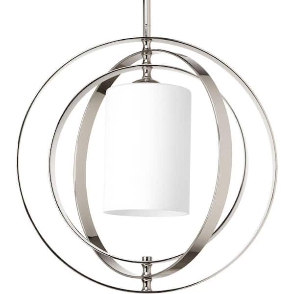 Progress Lighting Equinox 1-Light Polished Nickel Pendant with Opal Etched Glass
