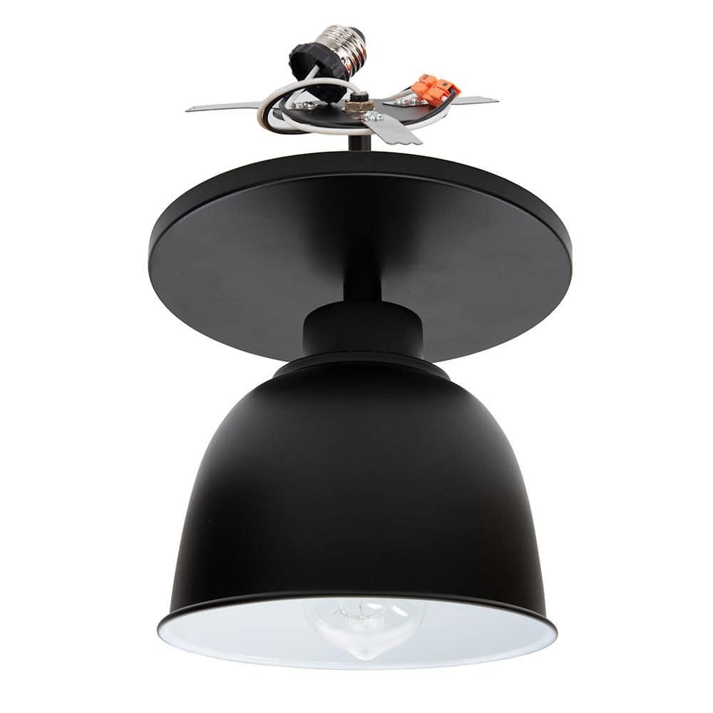 WHP 6 in. Matte Black Recessed Light Semi-Flush Can Conversion Kit with Small Metal Dome Shade price history on PriceWatchPro