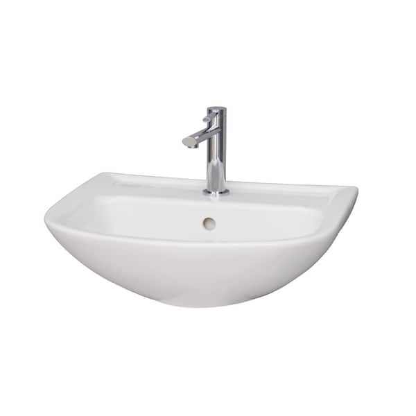 Barclay Products Lara 510 Wall-Hung Sink in White with 8 in. Widespread Faucet Holes