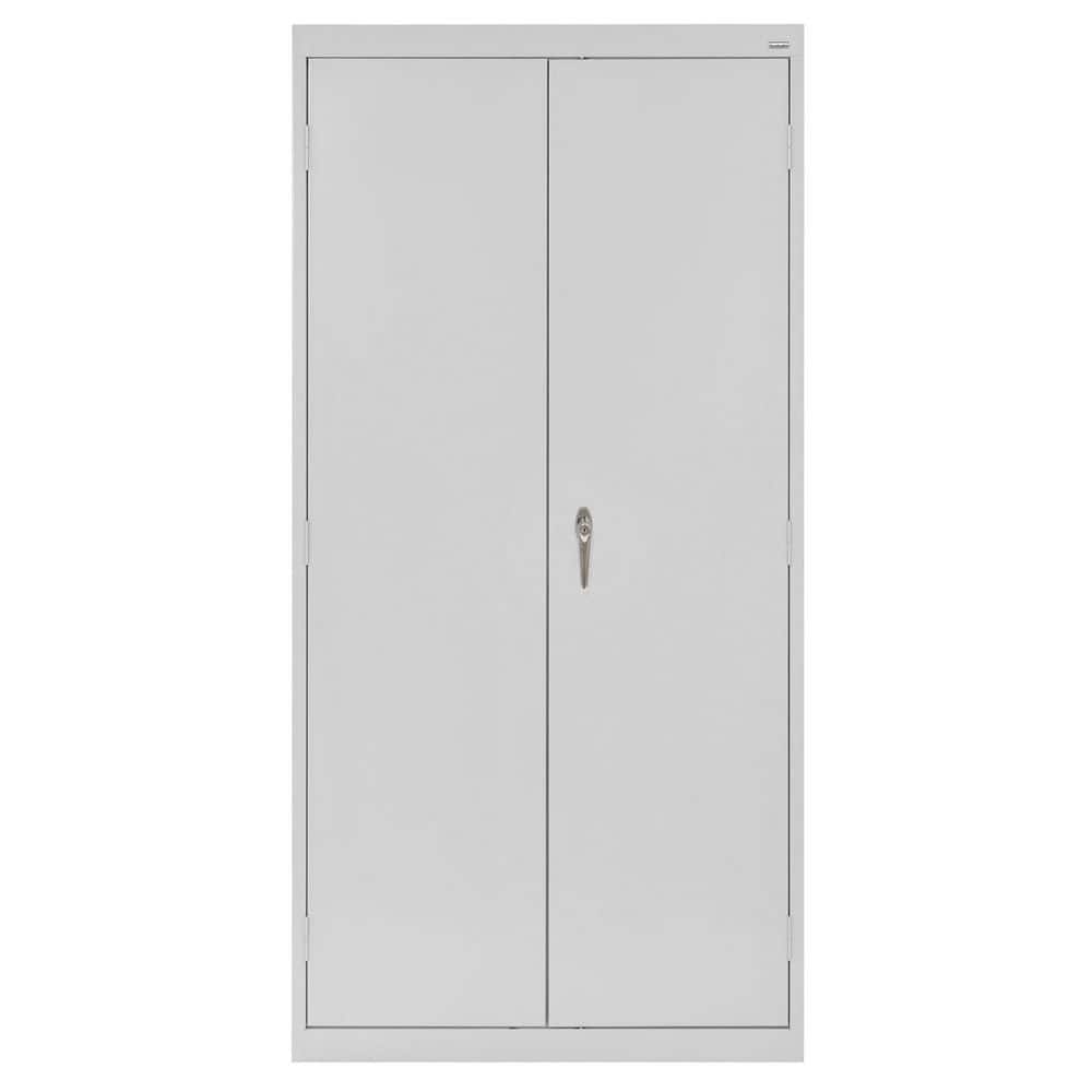 Dove Gray Steel Office Storage Cabinet with Adjustable Shelves