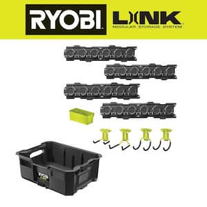 LINK Tool Crate with LINK 7-Piece Wall Storage Kit and LINK Wall Rails (2-Pack)