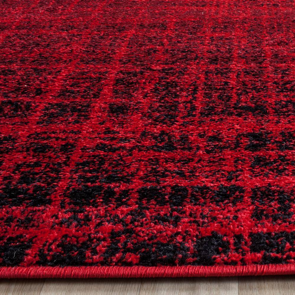 Red and Black Square Synthetic Area Rug