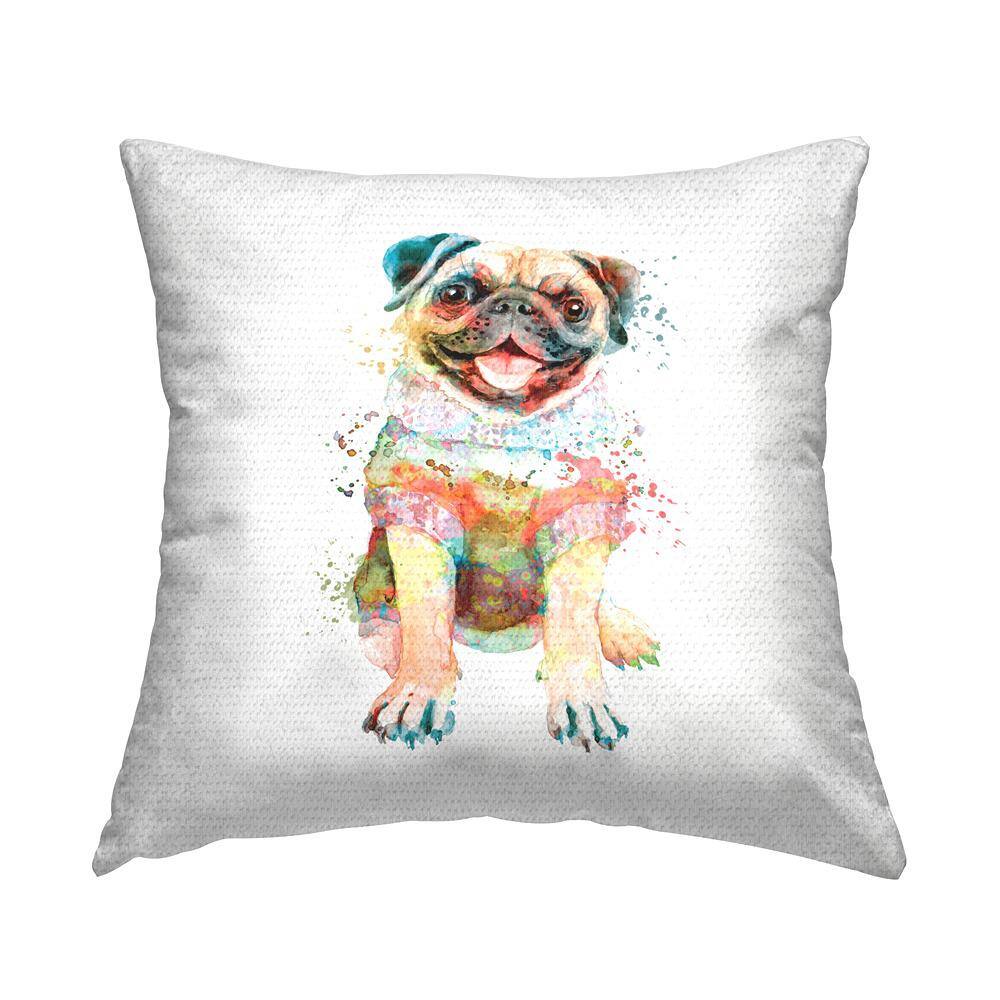 Happy Pug in Sweater Multi-Color Square Outdoor Throw Pillow price history on PriceWatchPro