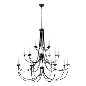 Boise 20 -Light Black Candle Style Classic Chandelier with Wrought Iron Accents