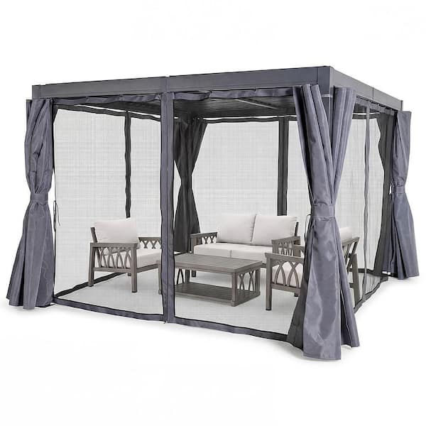 CikaCika 10 ft. x 10 ft. Grey All-Aluminum Outdoor Louvered