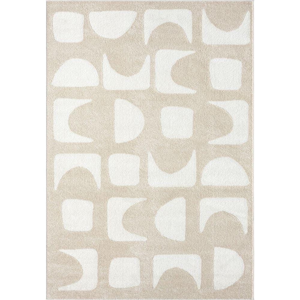 abani nuevo collection area rug mid century modern bedroom living room decor floor rug 5 x 8 beige cream