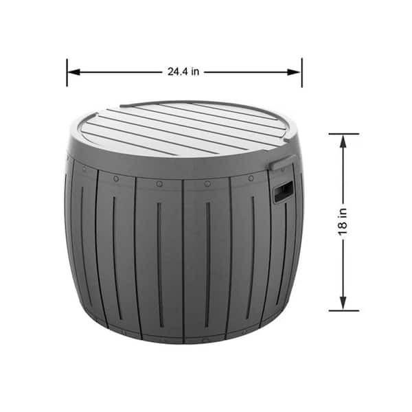 48 Gal. Black Round Resin Outdoor Storage Deck Box JY48GB-BLK