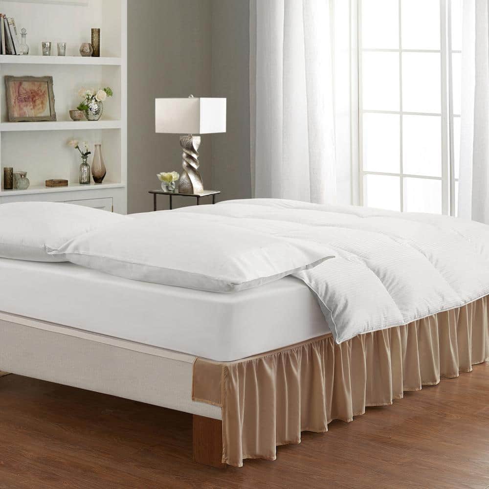 Mocha Twin Ruffled Polyester Bed Skirt with 14-Inch Drop