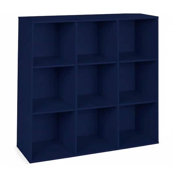 36 in. H x 36 in. W x 11.5 in. D  Navy Wood 9- Cube Organizer