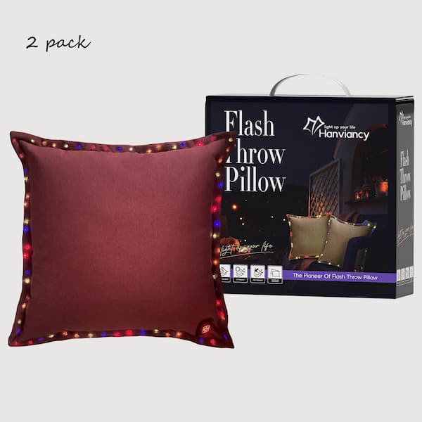 Unbranded (2-Pack) Red Outdoor Throw Pillow for Sofa Living Room Patio Furniture Courtyard and Camping Chairs