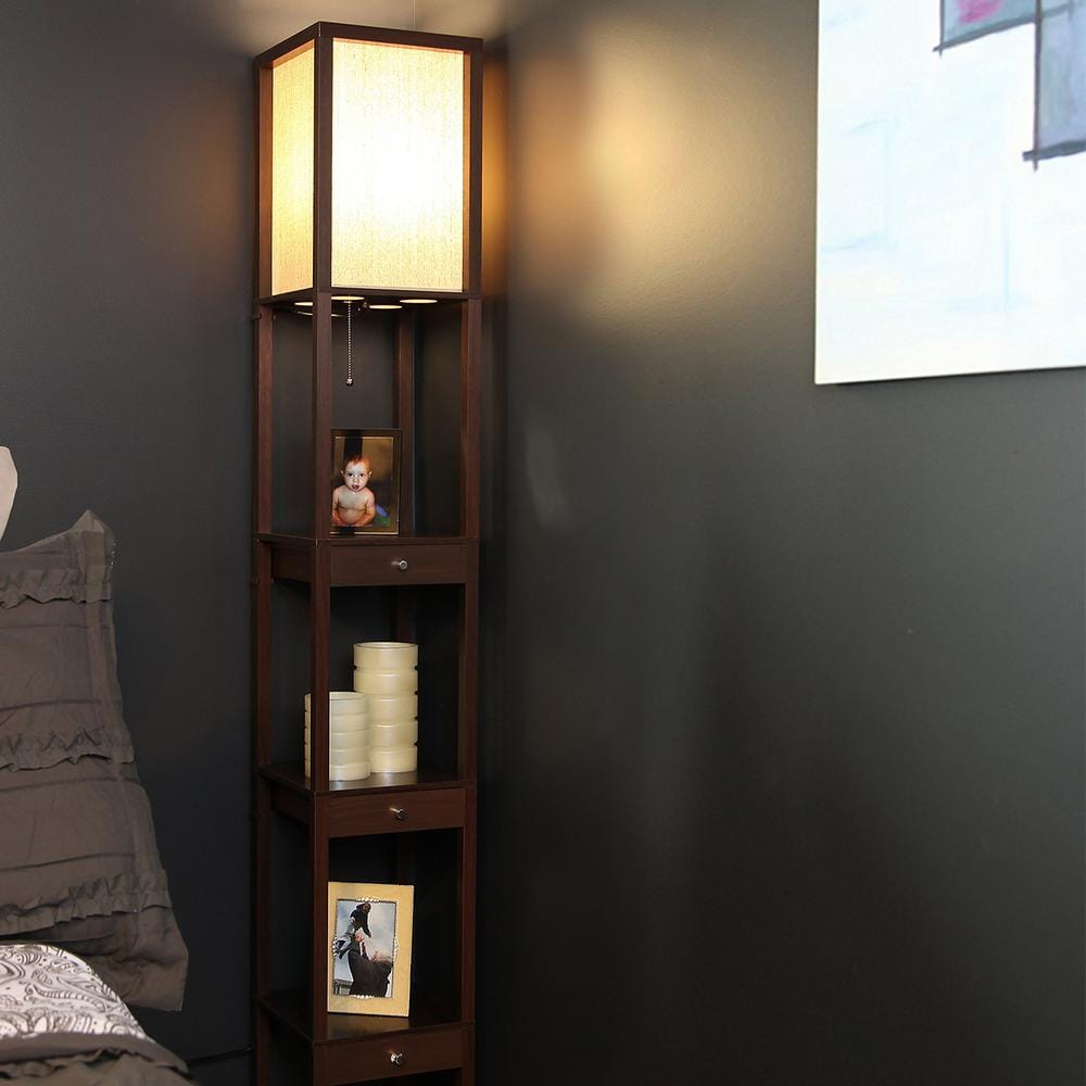 Kids' Energy Star White LED Shelf Floor Lamp with Drawer