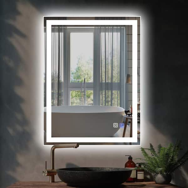 FUNKOL 24 in. W x 32 in. H Rectangular Frameless LED Anti-Fog Dimmable Wall Mounted White Modern Style Bathroom Vanity Mirror