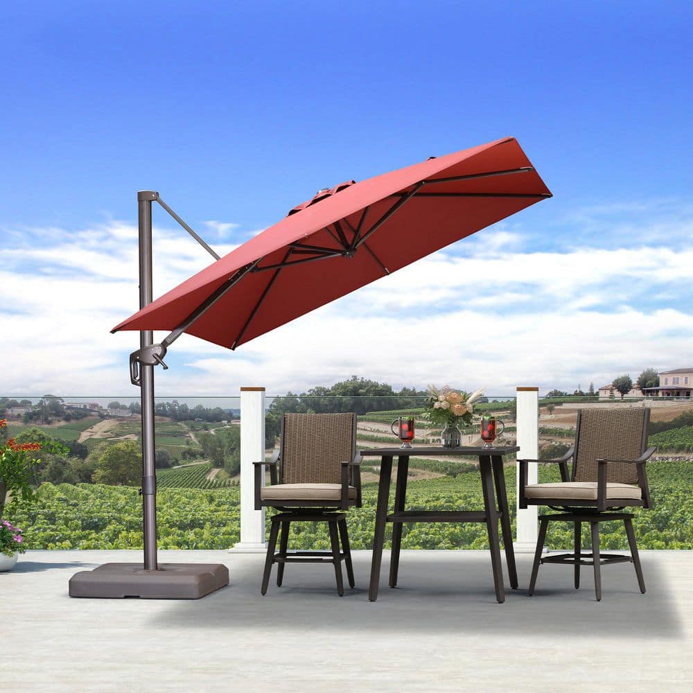 8 ft. Square Cantilever Patio Umbrella Bronze Colored Aluminum Offset 360° Rotation Umbrella in Brick Red price history on PriceWatchPro