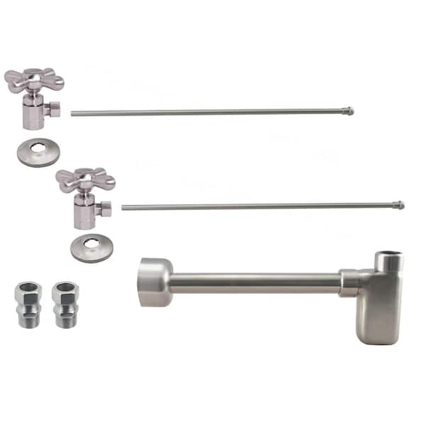 European Pedestal Lavatory Kit with Cross Handles, Satin Nickel
