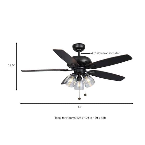 Indoor Led Matte Black Ceiling Fan, What Is The Shortest Ceiling Fan Downrod