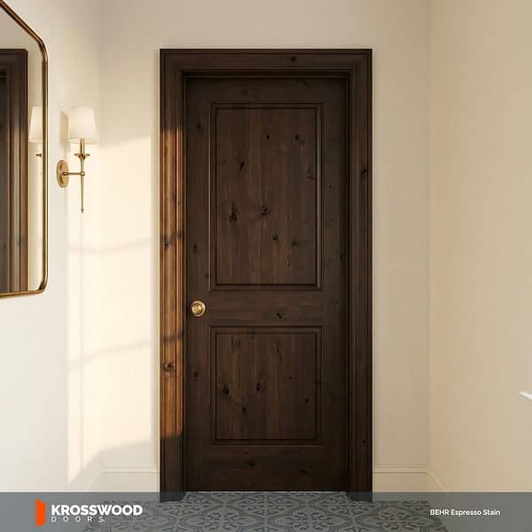 Krosswood Doors 30 in. x 80 in. Rustic Knotty Alder 2-Panel Square