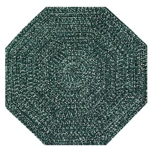 Chenille Tweed Braid Collection Diluth & Emerald 48" Octaganol 100% Polyester Reversible Indoor Area Rug