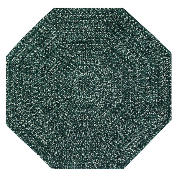 Better Trends Chenille Tweed Braid Collection Diluth & Emerald 48" Octaganol 100% Polyester Reversible Indoor Area Rug