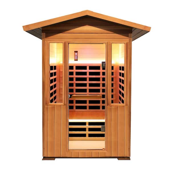 1-Person Infrared Sauna with Red Cedar & Hemlock, Bluetooth Control, 8 Heating Plates, Ambient Lighting