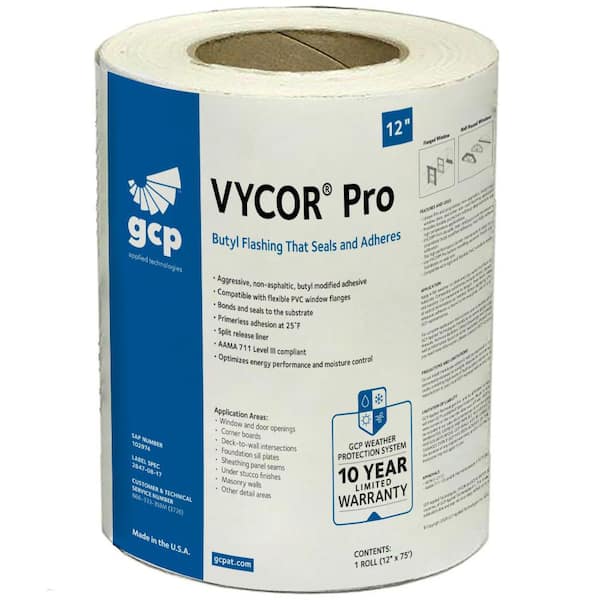 GCP Applied Technologies Vycor Pro 12 in. x 75 ft. Roll Fully-Adhered Butyl Flashing Tape (75 sq. ft.)