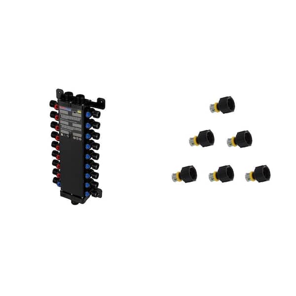 Manabloc 1/2 in. x 18 Port Manifold (8 Hot/10 Cold) and 1/2 in. Press Adapter (6-Pack)
