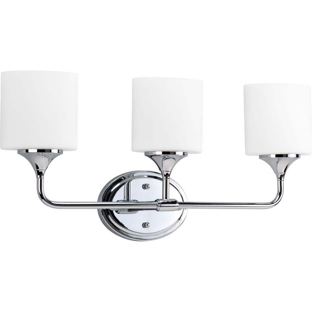 Lynzie Collection 3-Light Polished Chrome Etched Opal Glass Modern Bath Van