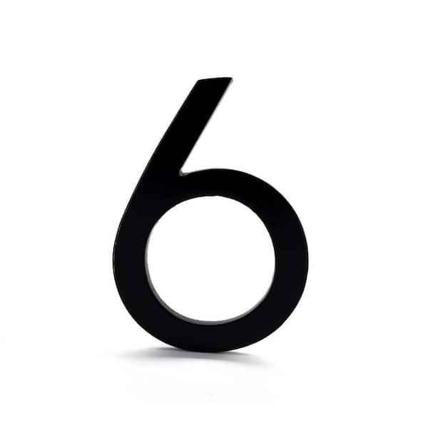 Montague Metal Products 12 in. Black Aluminum Floating or Flat Modern House Number 6