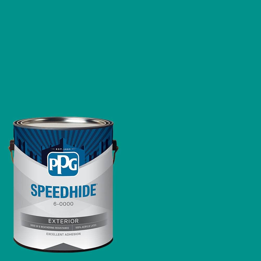 SPEEDHIDE 1 gal. PPG1232 7 Torrid Turquoise Satin Exterior Paint