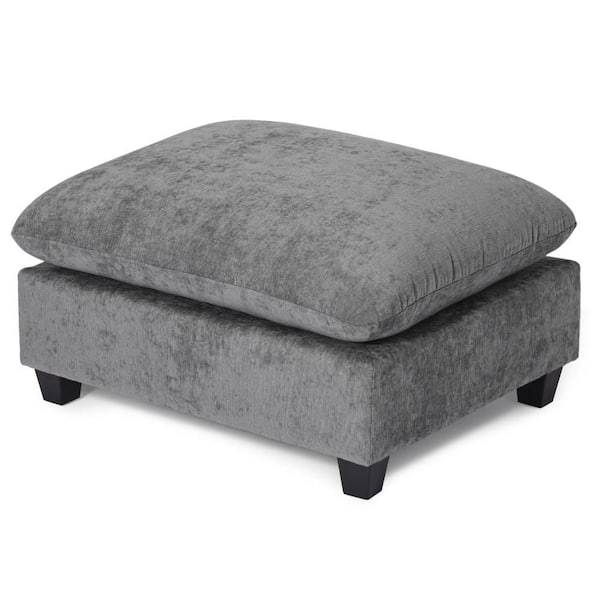 ★unico★LOWEY オットマン グレー WESTINFURNITURE Lucca Plush Chenille Upholstered Armless